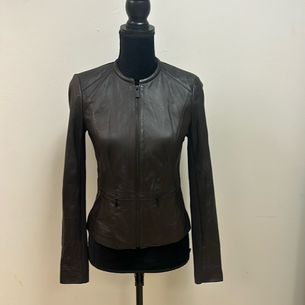 Classiques Entier Brown Leather Jacket, size XS